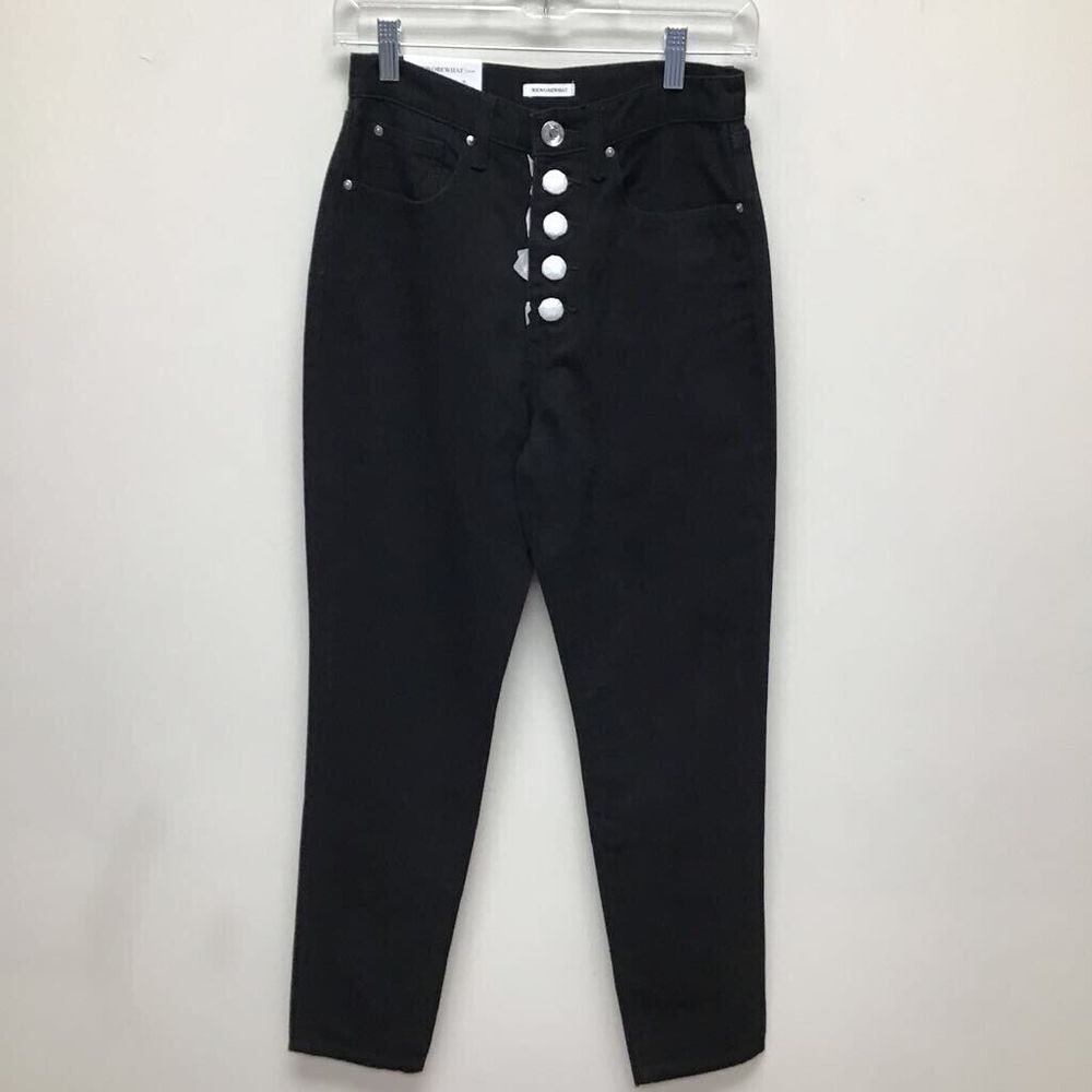 Weworewhat Womens Danielle Slim Skinny Jeans Black Crystals Button Fly 26 New